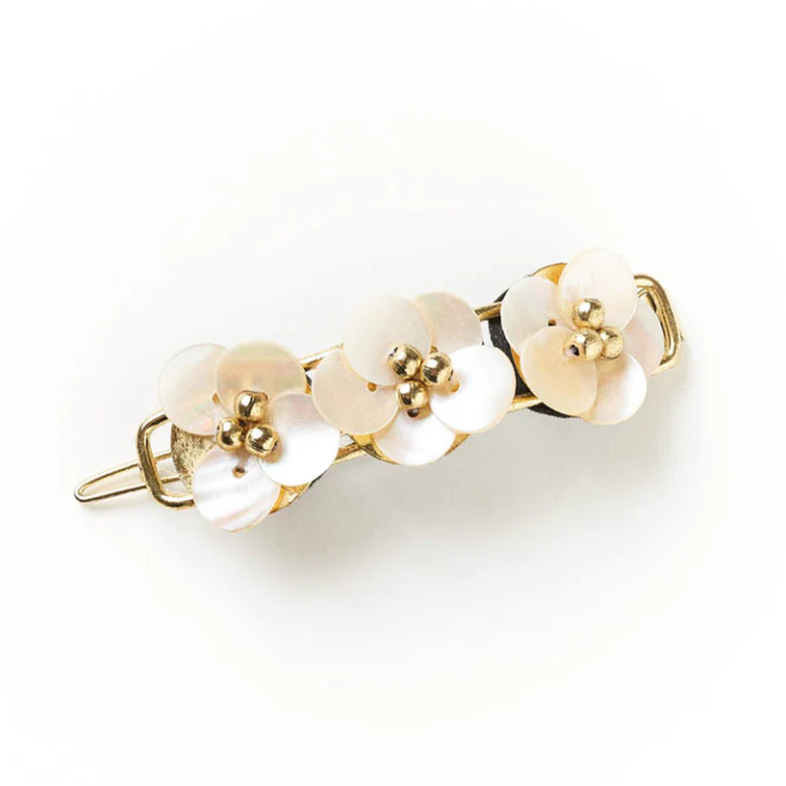Aiyana Flowers Barrette Hair Clip - Mother of Pearl