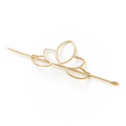 Kairavini Lotus Hair Slide with Stick - Gold