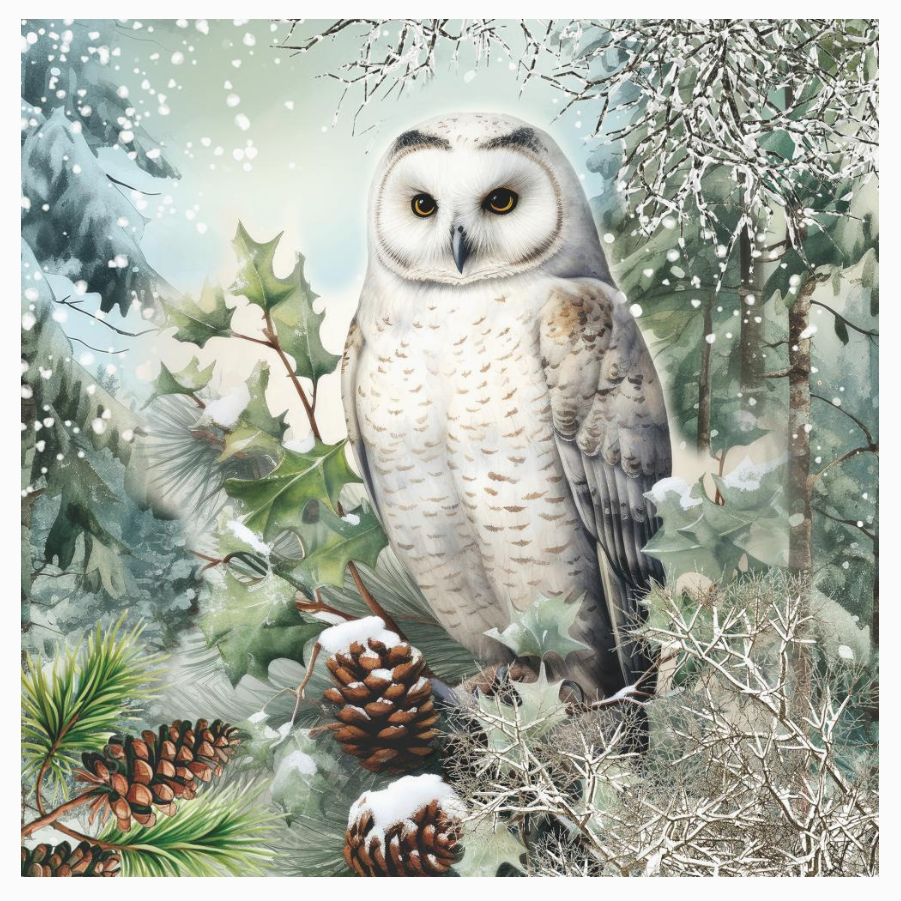 Snowy Owl By Ambiente - Cocktail Napkin