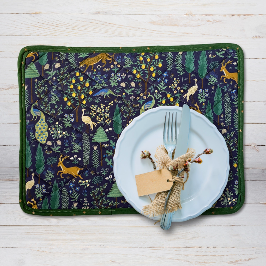 Cotton and Cork Fabric Placemat Quilted