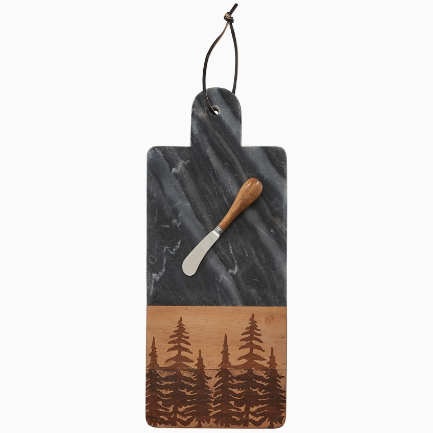 Tree Tops Marble-Wood Cutting Board & Spreader