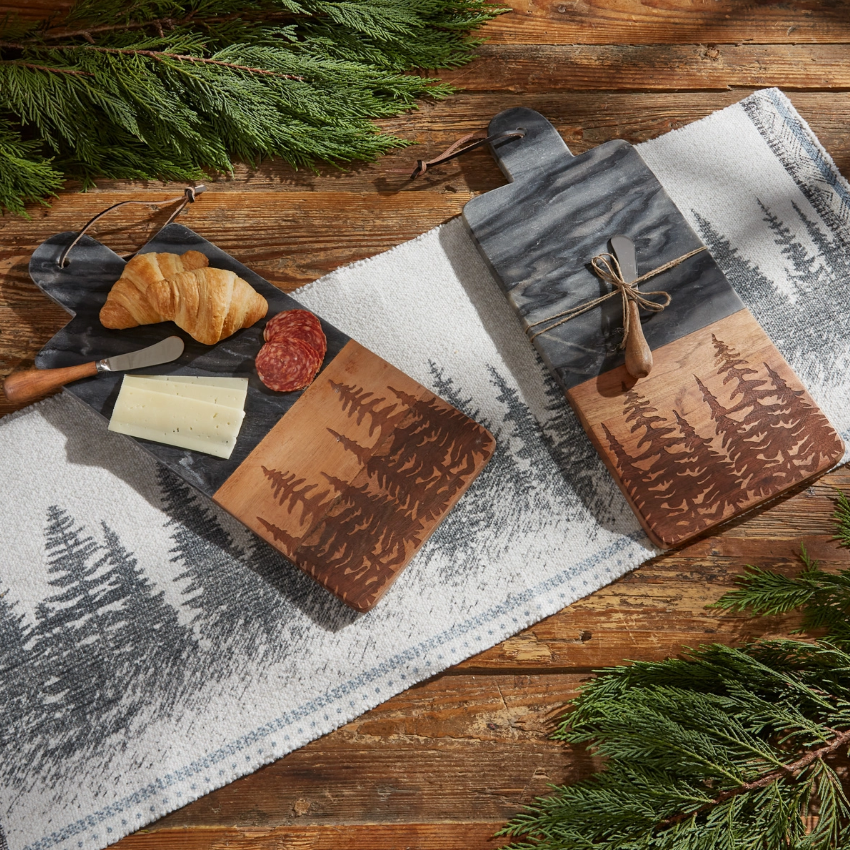 Tree Tops Marble-Wood Cutting Board & Spreader