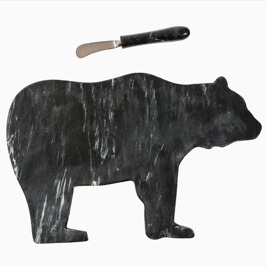 Black Bear Marble Cutting Board W/Spreader