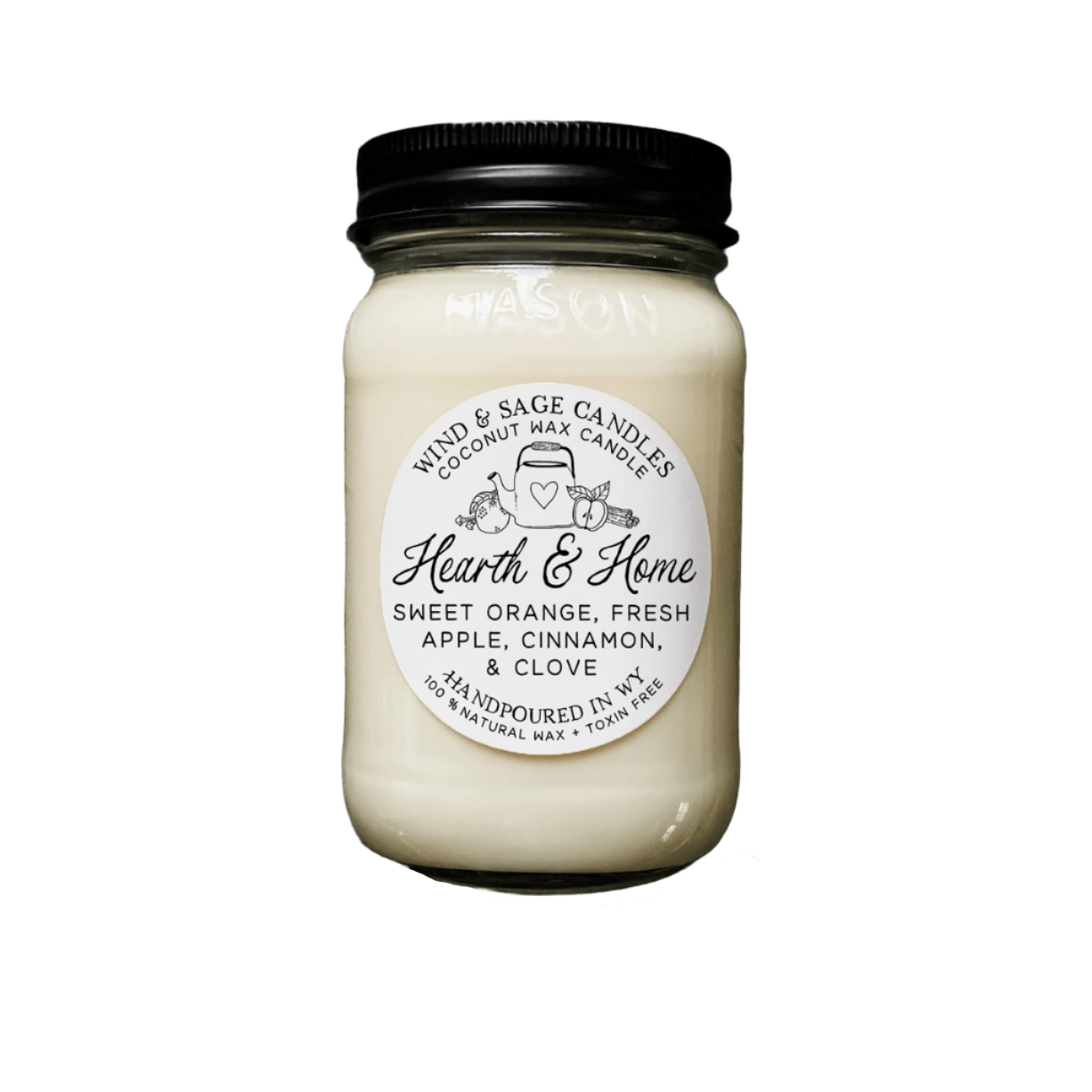 Mason Jar Candle, 100% Natural Wax