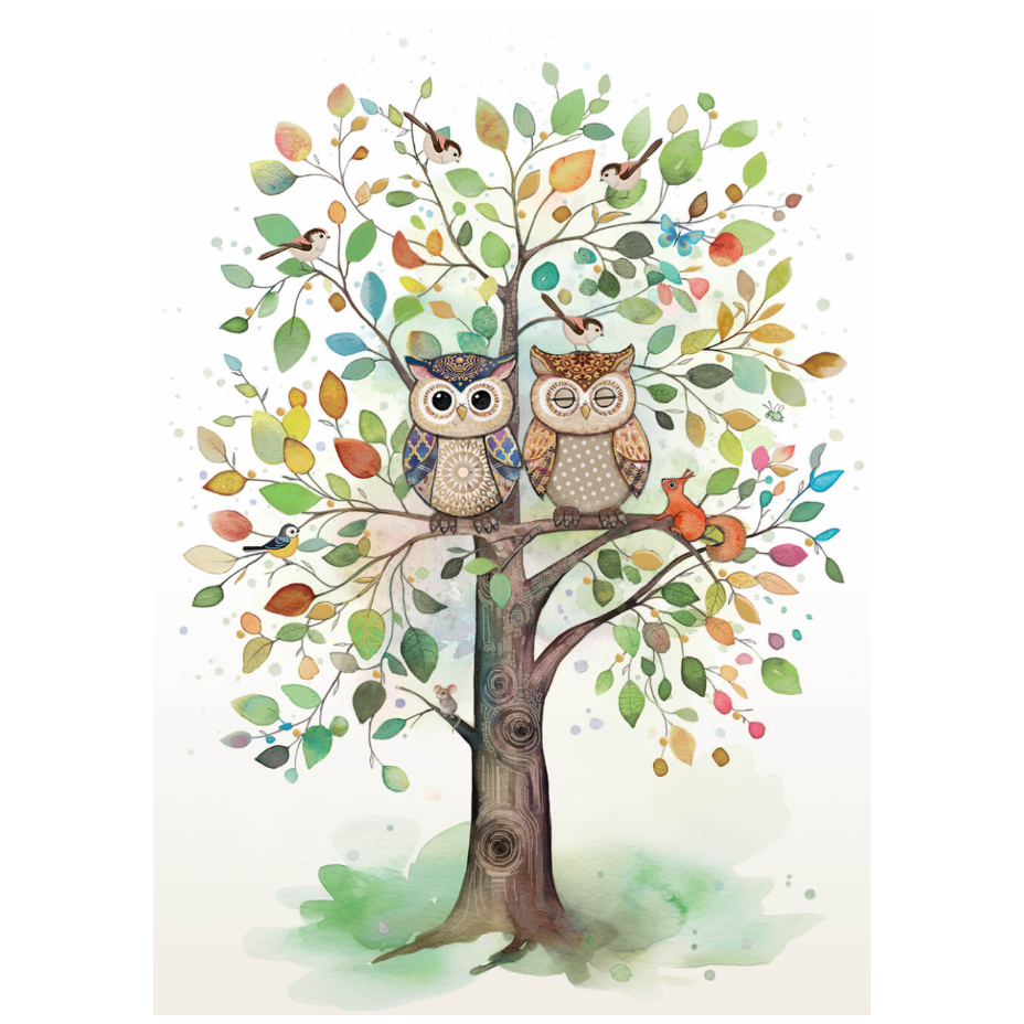 Two Owls Blank Card
