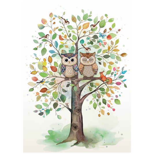 Two Owls Blank Card