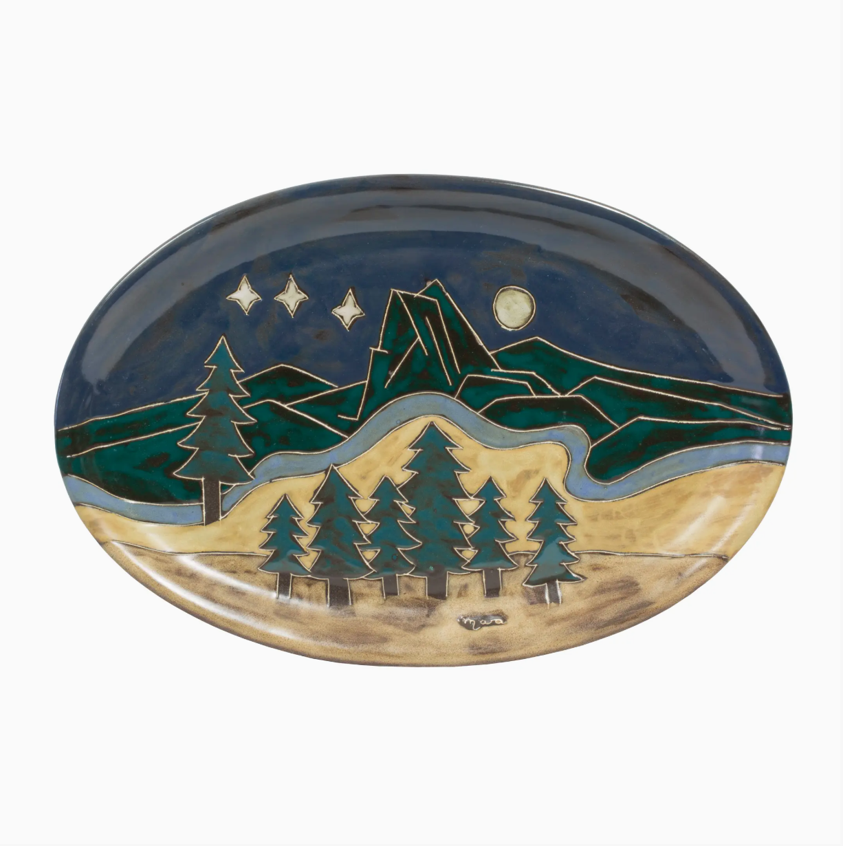Mara 16" Oval Serving Platter - Mountain Scene