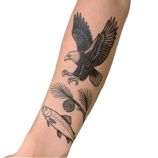 Eagle & Trout Temporary Tattoo