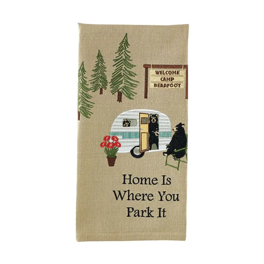 Where You Park It Embroidered Dishtowel