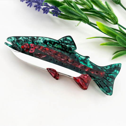 Realistic Trout Acetate Fish Hair Claw Clip