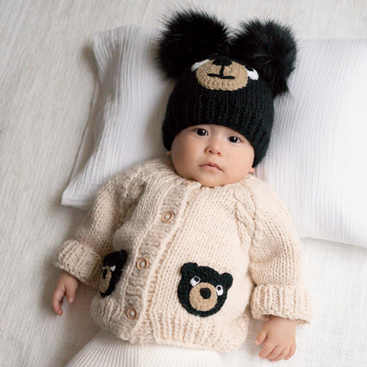 Black Bear Cardigan For Baby & Toddler