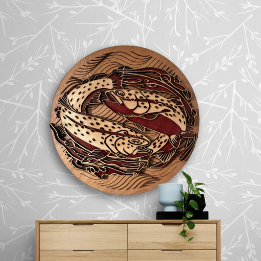 Rainbow Trout Wall Art, Rustic Cabin Decor