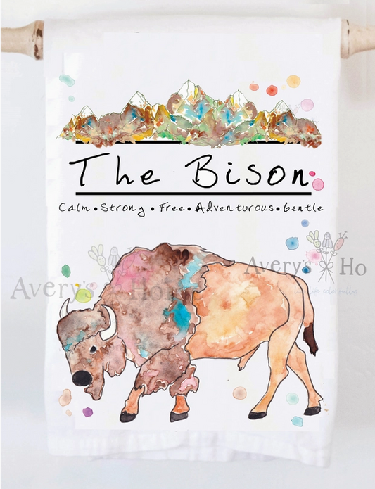 Tea Towel Mountain Bison