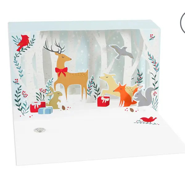 Silent Night Deer Shadow Box Pop-Up Card With Lights