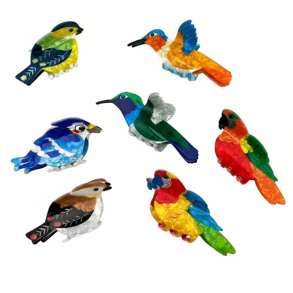 Small Colorful Bird Hair Claw Clip