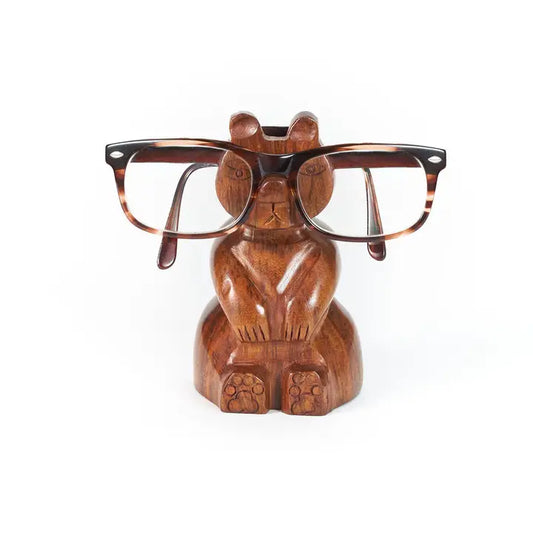 Bear Eyeglasses Holder Stand - Handcrafted Sheesham Wood