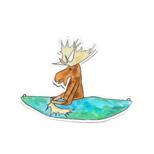 Sticker Moose in Kayak