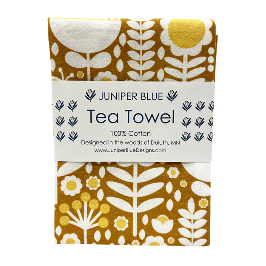 'Folk Flowers' Tea Towel