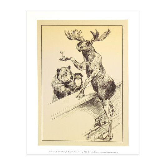 'Moose Toasting Bear' Carl Rungius Print