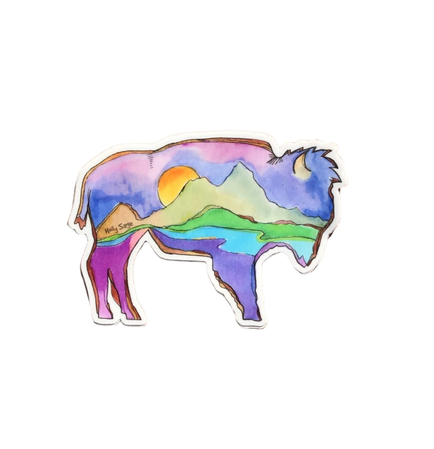 Sticker Sunset Bison